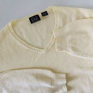 Jos A Bank Sweater V-Neck XL Yellow Long Sleeve Pullover 100% Cotton‎
